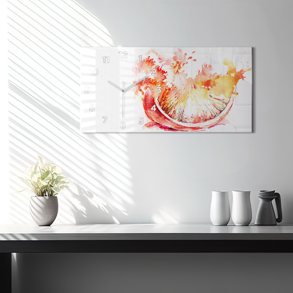Glass wall clock rectangular Painted orange