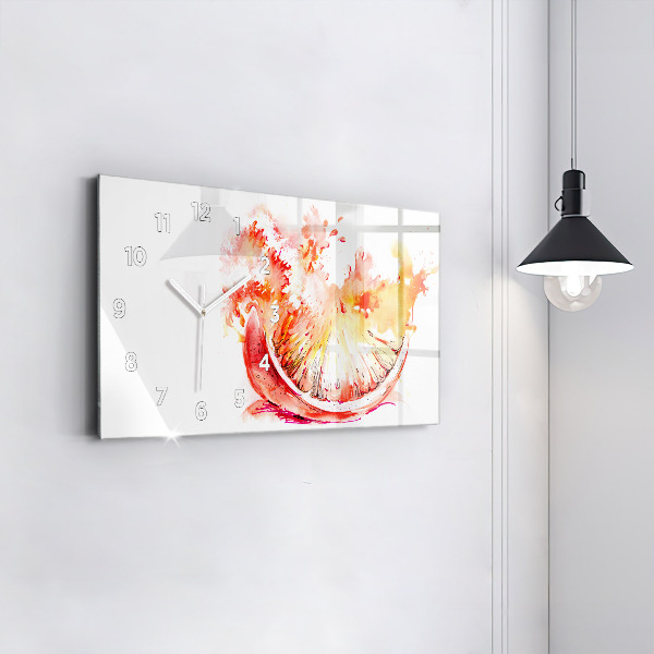 Glass wall clock rectangular Painted orange