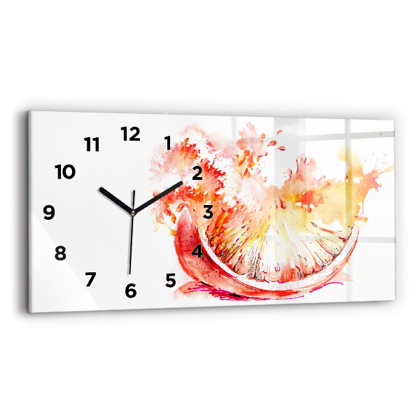Glass wall clock rectangular Painted orange