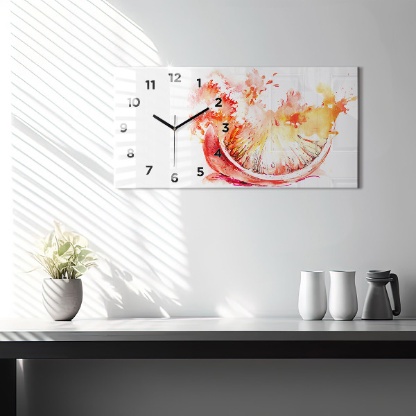 Glass wall clock rectangular Painted orange