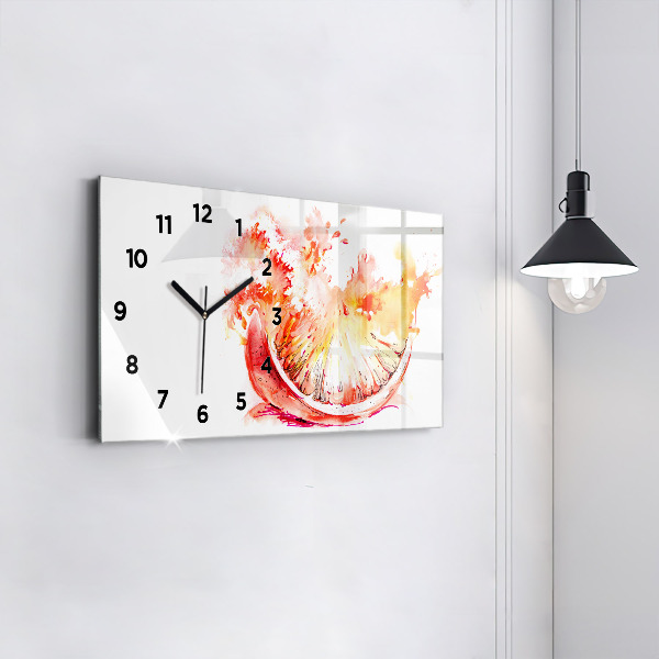 Glass wall clock rectangular Painted orange