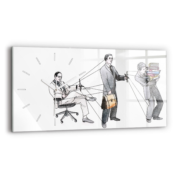 Glass wall clock rectangular Puppet People