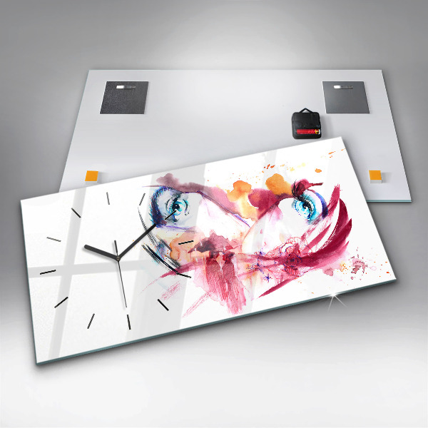 Glass wall clock rectangular Romantic couple