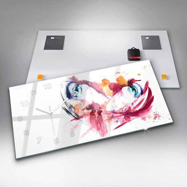 Glass wall clock rectangular Romantic couple