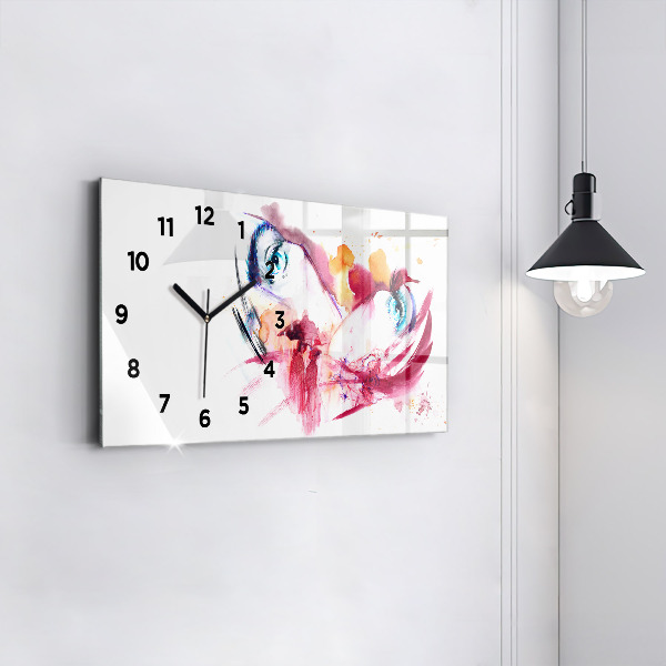 Glass wall clock rectangular Romantic couple