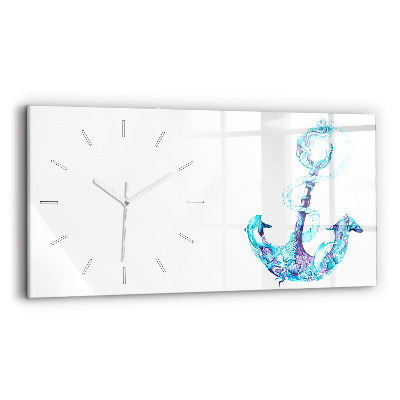 Glass wall clock rectangular Sea anchor