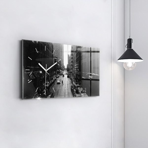 Glass wall clock rectangular Chicago City Streets