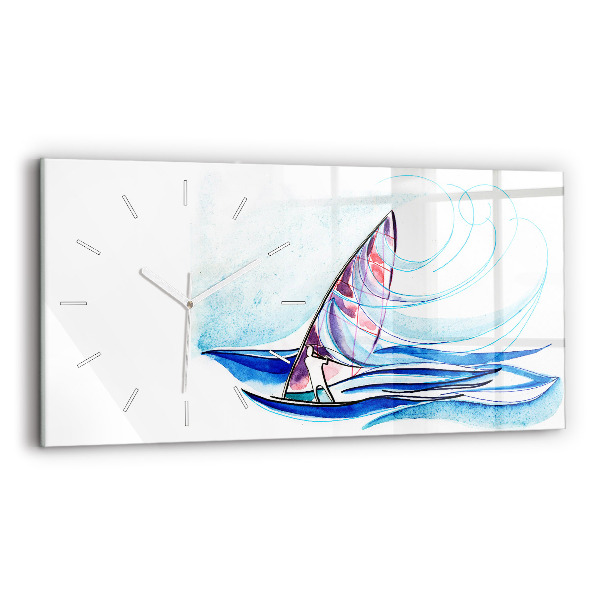 Glass wall clock rectangular Surfboard