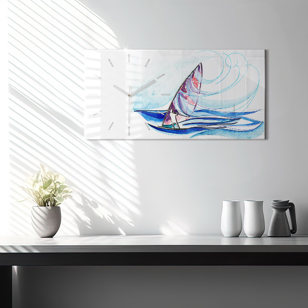 Glass wall clock rectangular Surfboard