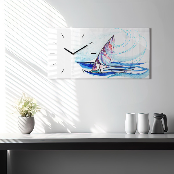Glass wall clock rectangular Surfboard