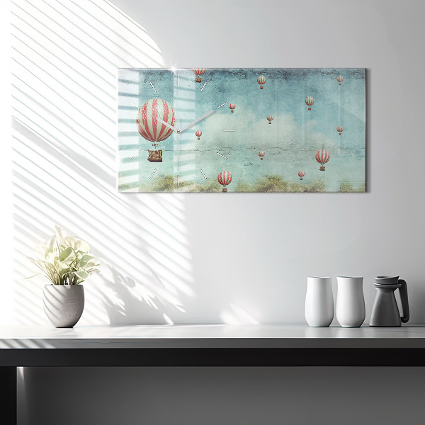 Glass wall clock rectangular Balloons