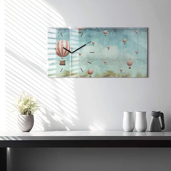 Glass wall clock rectangular Balloons