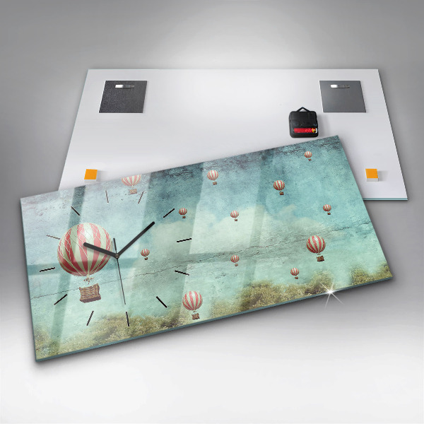 Glass wall clock rectangular Balloons