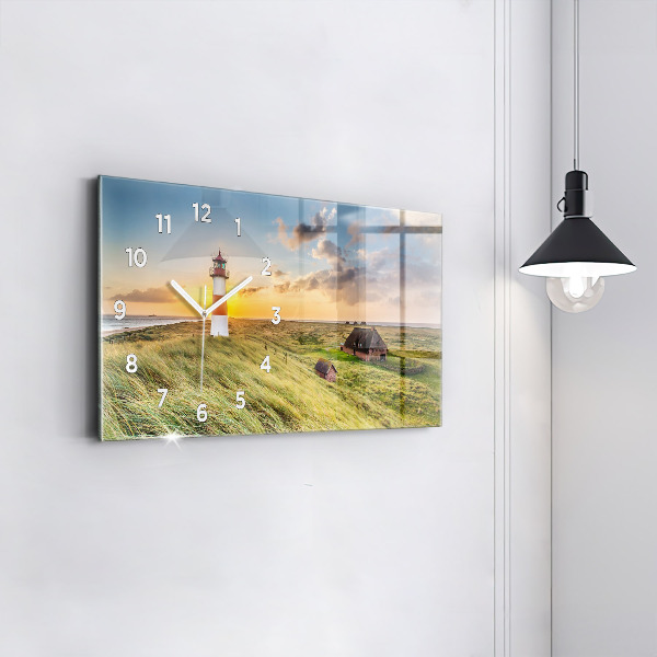 Glass wall clock rectangular Lighthouse