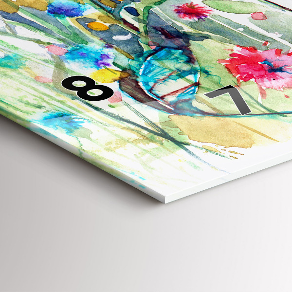 Glass wall clock rectangular Poppies in the Meadow