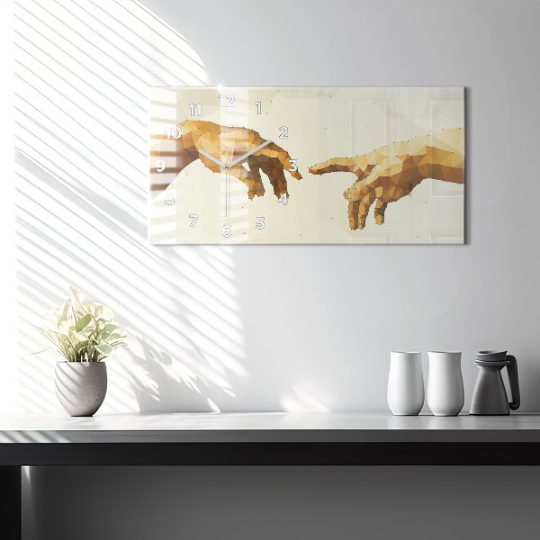 Glass wall clock rectangular Creation of Adam