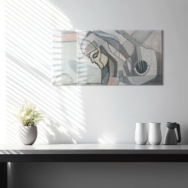 Glass wall clock rectangular Abstract painting