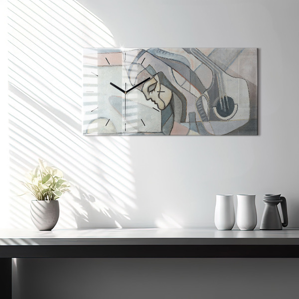 Glass wall clock rectangular Abstract painting
