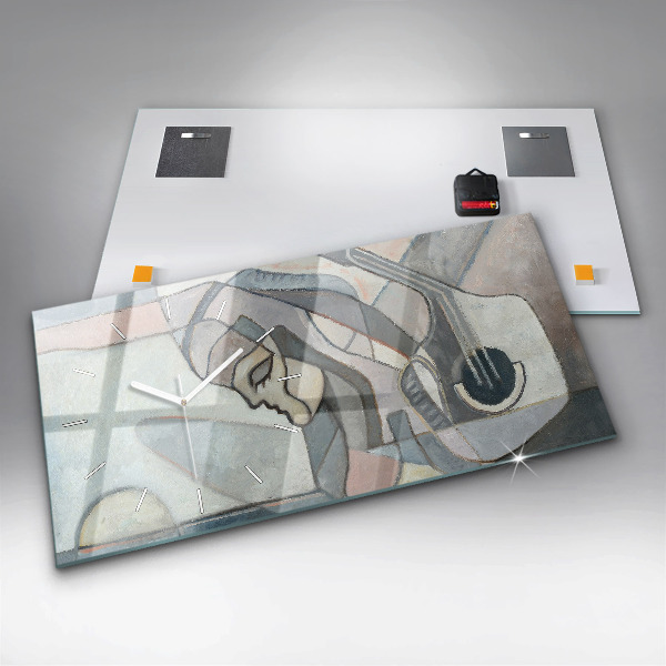 Glass wall clock rectangular Abstract painting