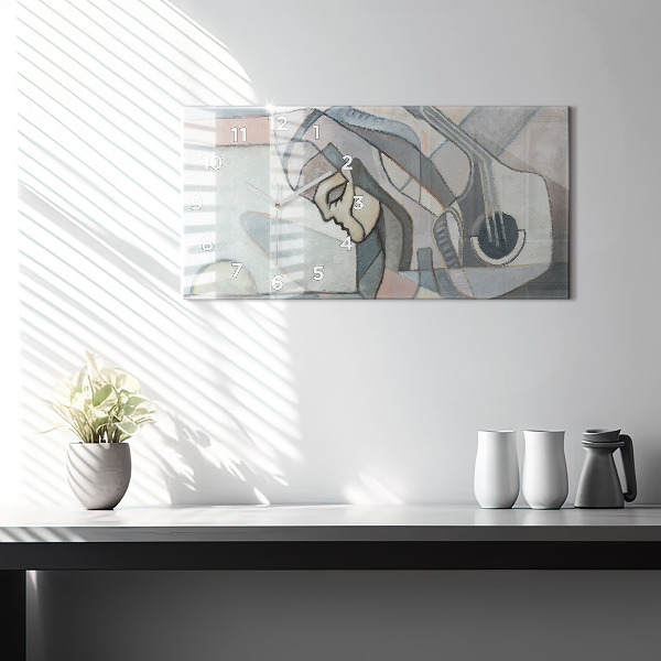 Glass wall clock rectangular Abstract painting