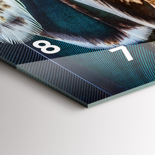 Glass wall clock rectangular Light brown bird feathers