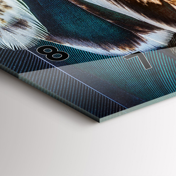 Glass wall clock rectangular Light brown bird feathers