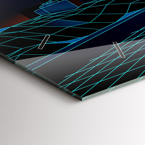Glass wall clock rectangular Cyberspace City