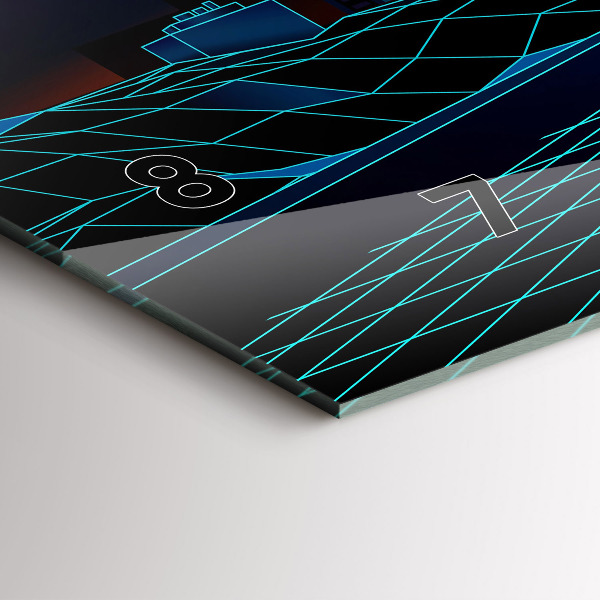 Glass wall clock rectangular Cyberspace City