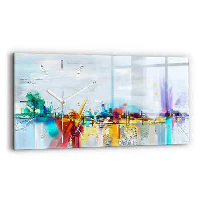 Glass wall clock rectangular Abstract bridge