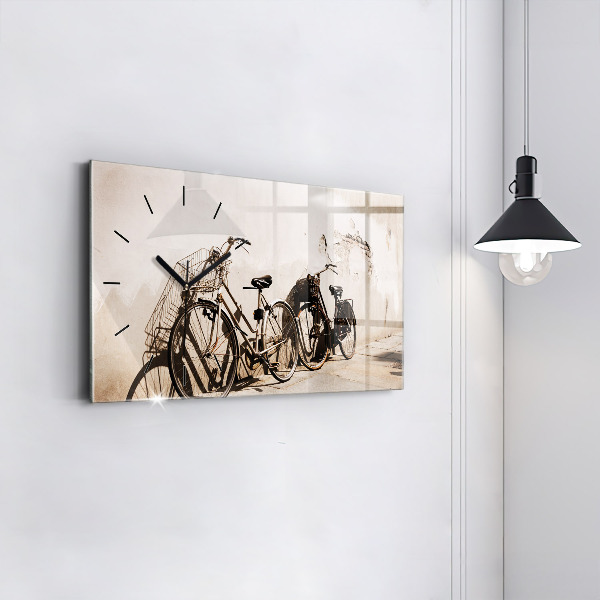Glass wall clock rectangular Italian bike