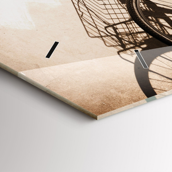 Glass wall clock rectangular Italian bike