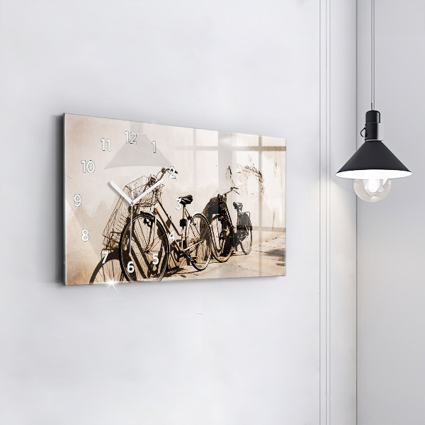 Glass wall clock rectangular Italian bike