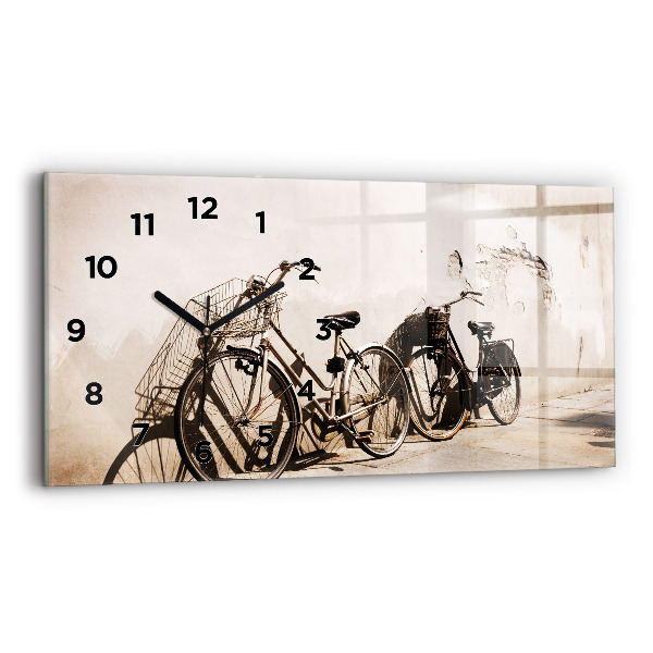 Glass wall clock rectangular Italian bike