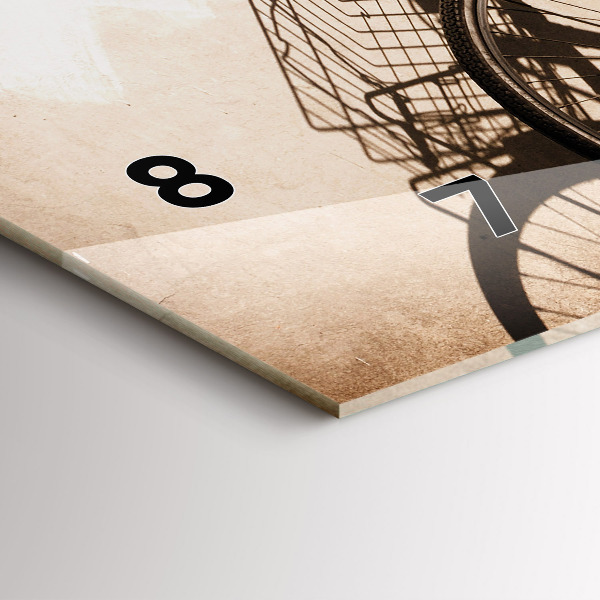 Glass wall clock rectangular Italian bike