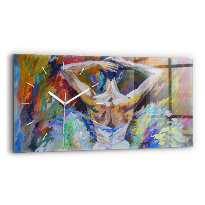 Glass wall clock rectangular Painted Ballerina