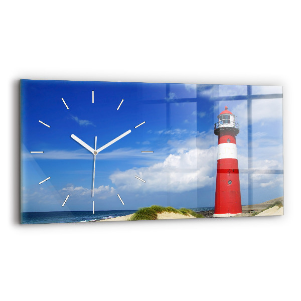 Glass wall clock rectangular Lighthouse