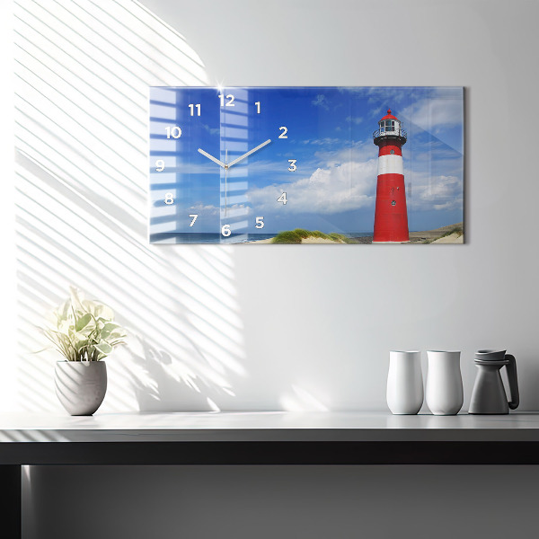 Glass wall clock rectangular Lighthouse