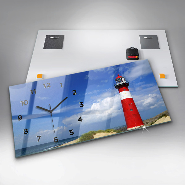 Glass wall clock rectangular Lighthouse