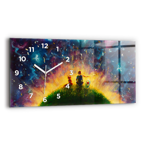 Glass wall clock rectangular Abstraction The Little Prince