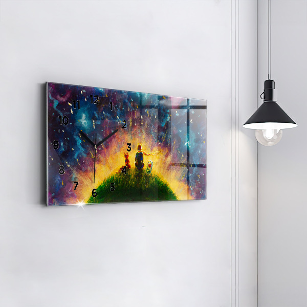 Glass wall clock rectangular Abstraction The Little Prince