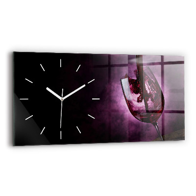 Glass wall clock rectangular Wine glass