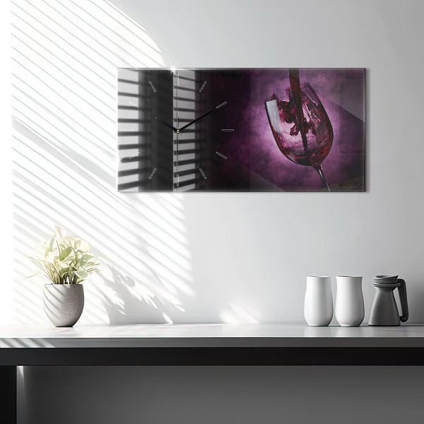 Glass wall clock rectangular Wine glass