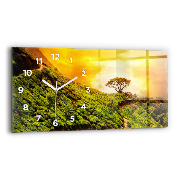 Glass wall clock rectangular Tea Hill
