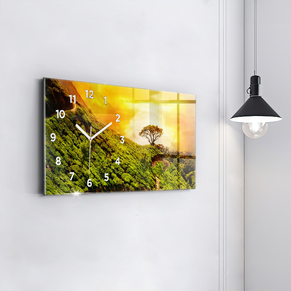 Glass wall clock rectangular Tea Hill