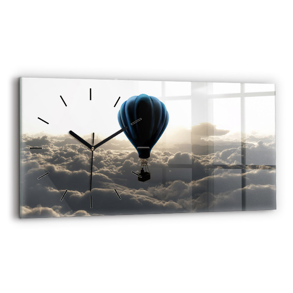 Glass wall clock rectangular Balloon in the sky