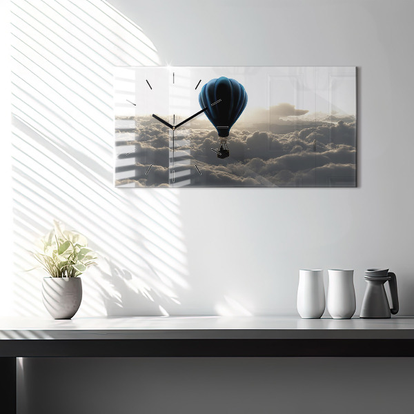 Glass wall clock rectangular Balloon in the sky
