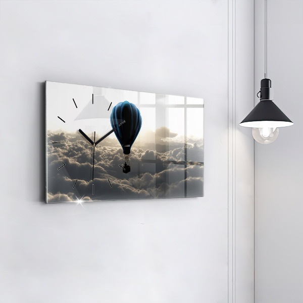 Glass wall clock rectangular Balloon in the sky