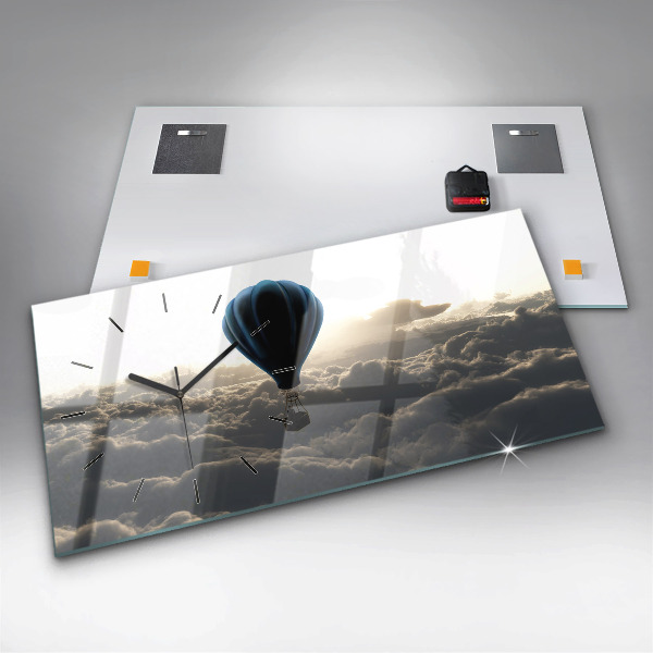 Glass wall clock rectangular Balloon in the sky