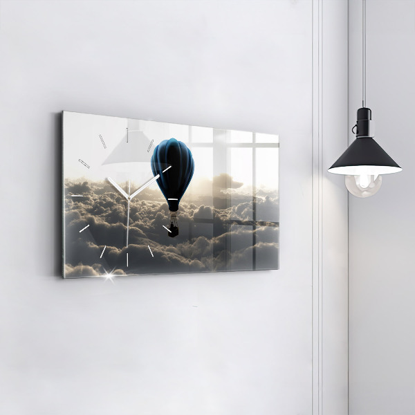 Glass wall clock rectangular Balloon in the sky