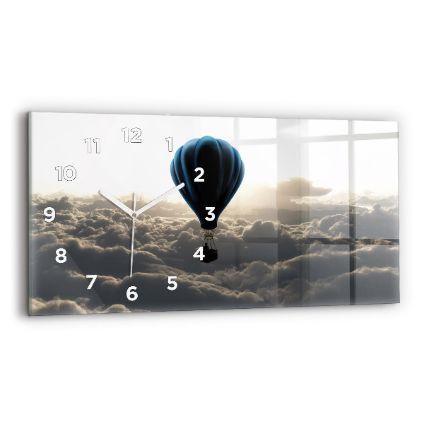 Glass wall clock rectangular Balloon in the sky